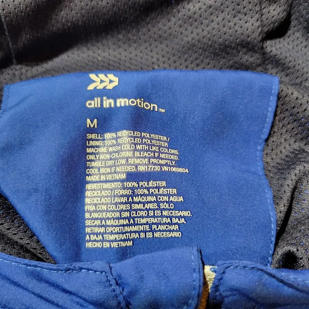 All in motion Kids Hooded Windbreaker, Blue, Size M, NWT